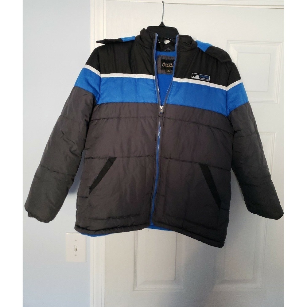 Xtreme Boys Puffer Hooded‎ Jacket Size Large black & Blue
